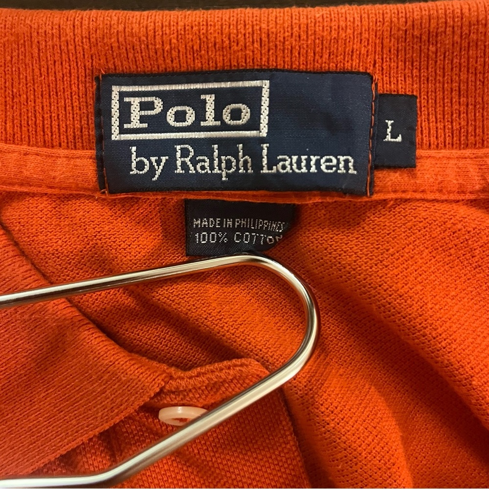 Polo by Ralph Lauren Mens Shirt Orange Polo Shirt Classic Style Collared Large - Picture 4 of 4